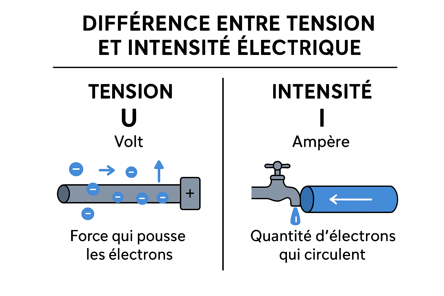 différence entre tension et intensité