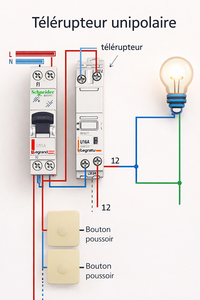 Branchement télérupteur Legrand